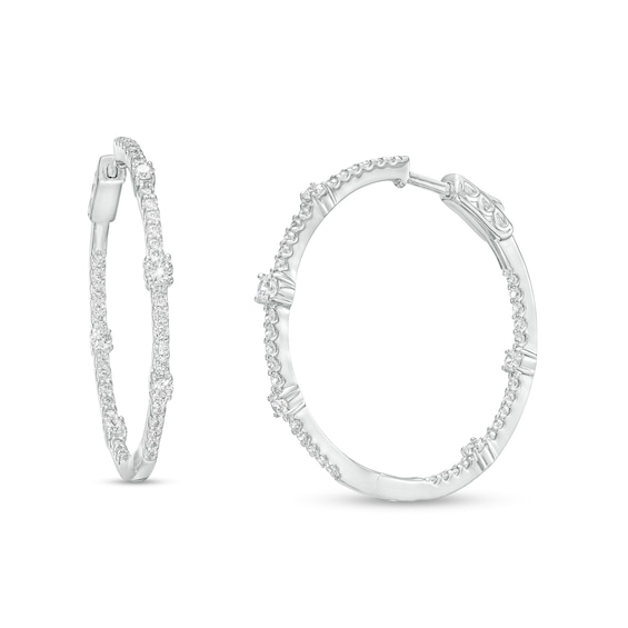 2 CT. T.w. Certified Lab-Grown Diamond Hoop Earrings in 14K White Gold (F/Si2)