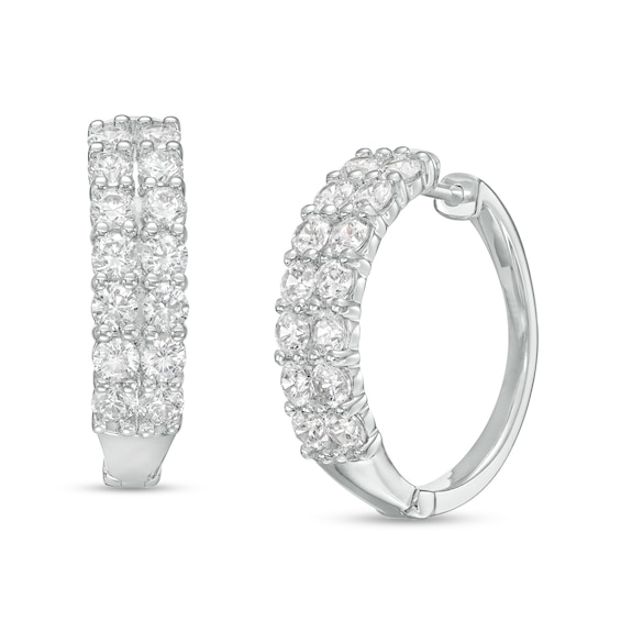 CT. T.w. Certified Lab-Grown Diamond Double Row Hoop Earrings in 14K White Gold (F/Si2
