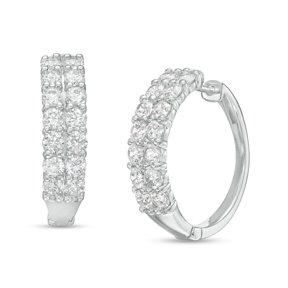 3 CT. T.w. Certified Lab-Created Diamond Double Row Hoop Earrings in 14K White Gold (F/Si2)