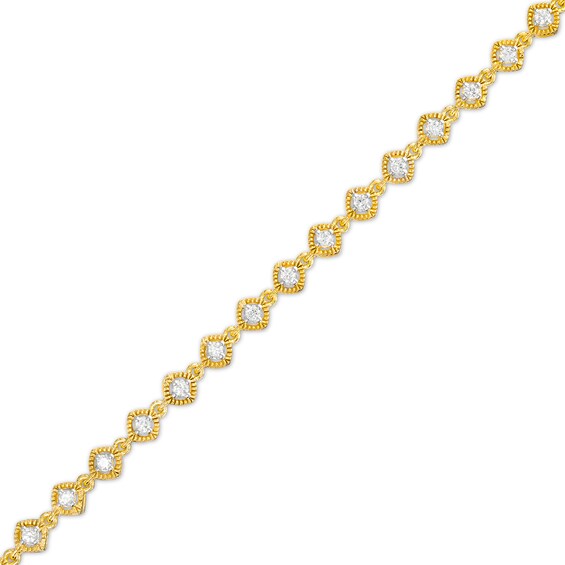 1/2 CT. T.w. Cushion-Shaped Multi-Diamond Tilted Frame Line Bracelet in 10K Gold