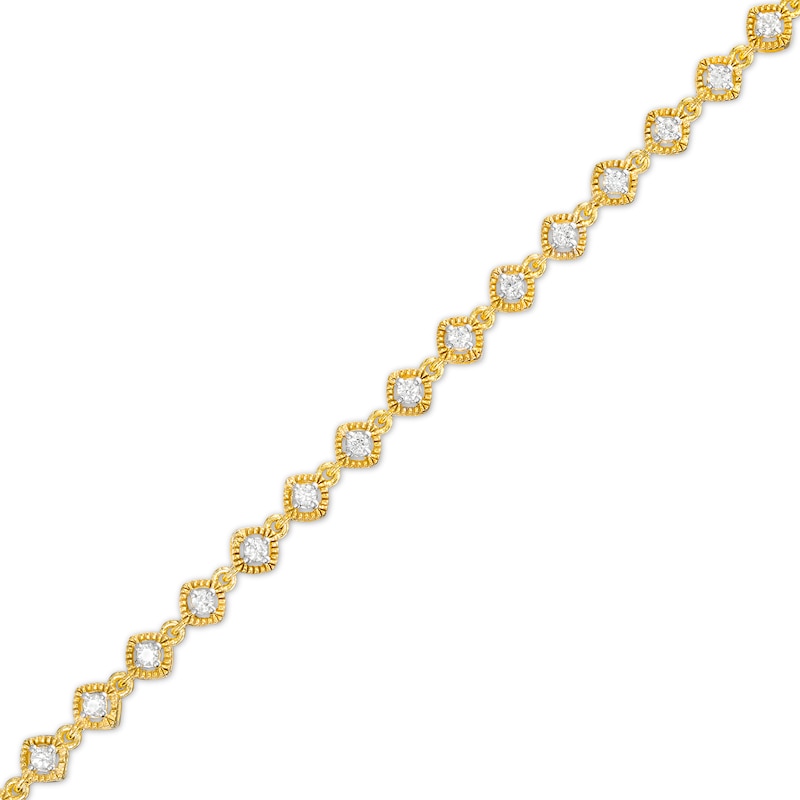 Main Image 1 of 1/2 CT. T.W. Cushion-Shaped Multi-Diamond Tilted Frame Line Bracelet in 10K Gold