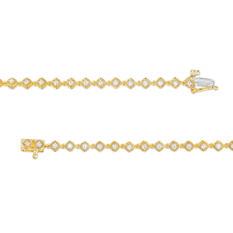 Main Image 2 of 1/2 CT. T.W. Cushion-Shaped Multi-Diamond Tilted Frame Line Bracelet in 10K Gold