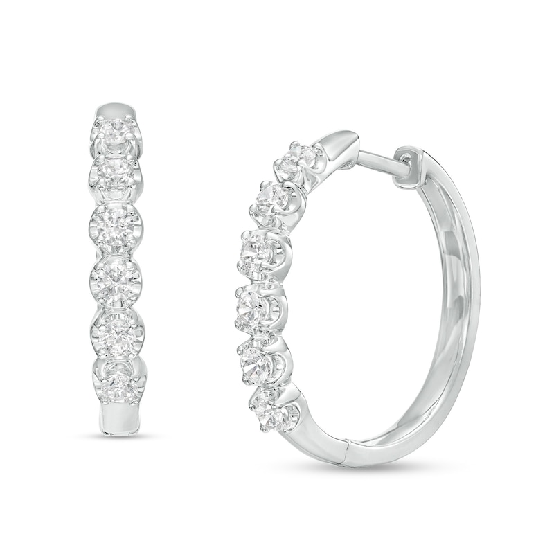 1 CT. T.W. Certified Lab-Created Diamond Hoop Earrings 14K White Gold (F/SI2)