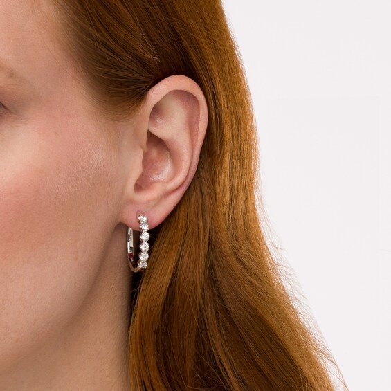 1 CT. T.w. Certified Lab-Grown Diamond Hoop Earrings 14K White Gold (F/Si2)