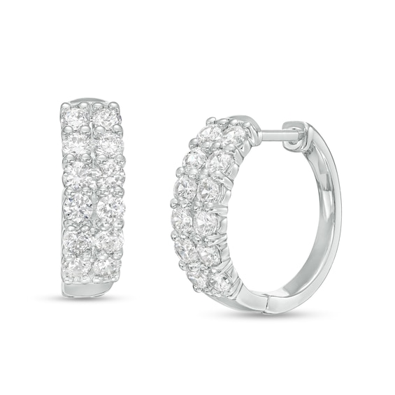 2 CT. T.w. Certified Lab-Grown Diamond Double Row Hoop Earrings in 14K White Gold (F/Si2)