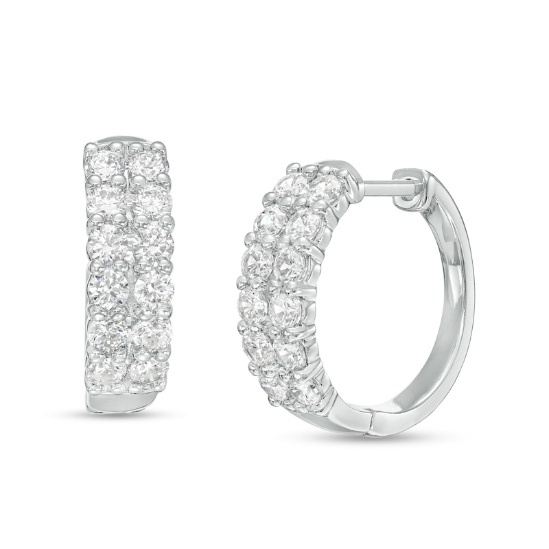 Main Image 1 of 2 CT. T.W. Certified Lab-Grown Diamond Double Row Hoop Earrings in 14K White Gold (F/SI2)