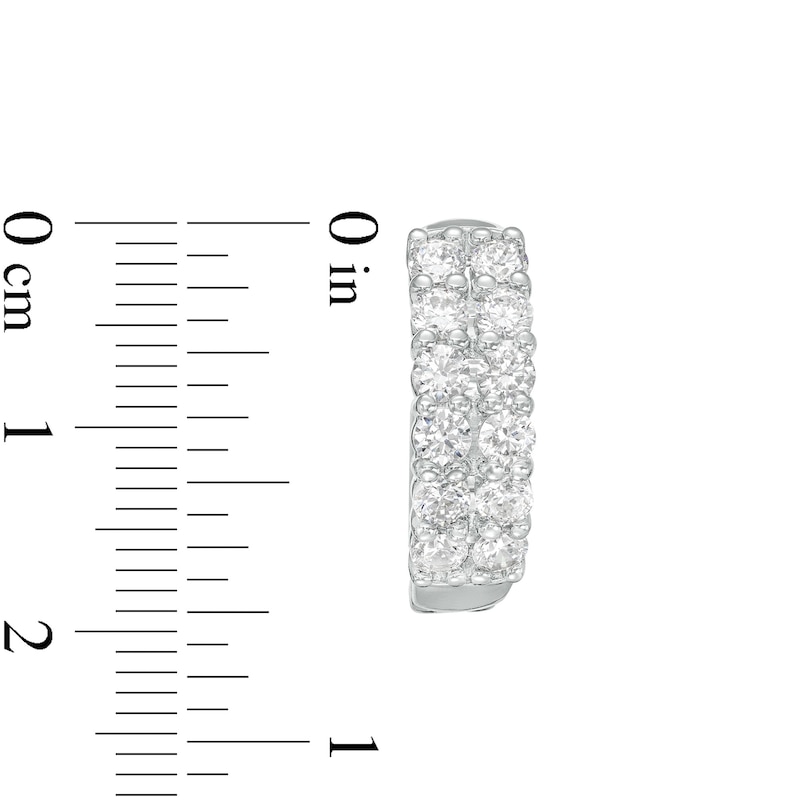 Main Image 3 of 2 CT. T.W. Certified Lab-Grown Diamond Double Row Hoop Earrings in 14K White Gold (F/SI2)