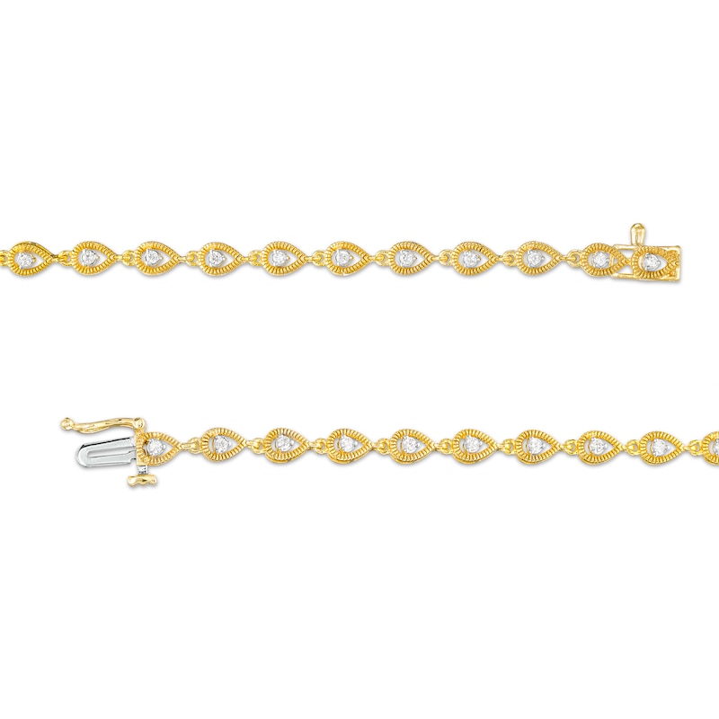 Main Image 2 of 1/3 CT. T.W. Multi-Diamond Teardrop Frame Line Bracelet in 10K Gold