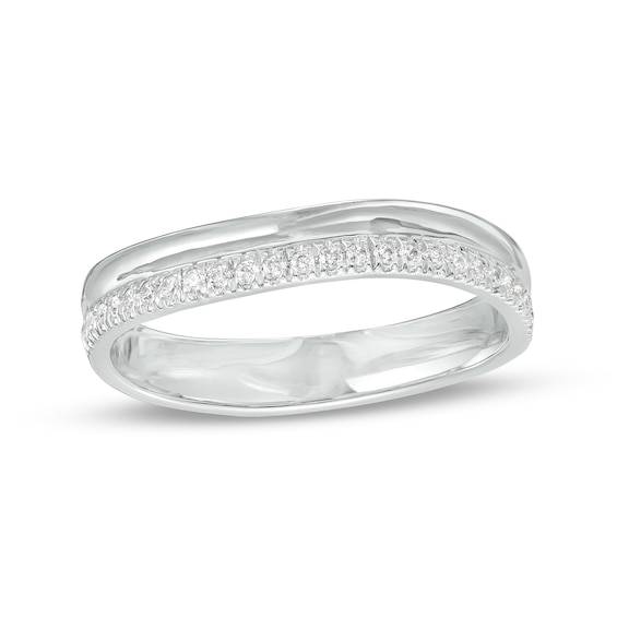 1/6 CT. T.w. Diamond Double Row Thumb Ring in 10K White Gold