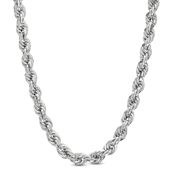 3.1mm Glitter Rope Chain Necklace in Hollow 14K White Gold - 20"