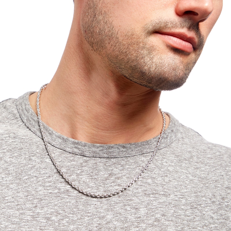 Main Image 3 of 3.1mm Glitter Rope Chain Necklace in Hollow 14K White Gold - 20"