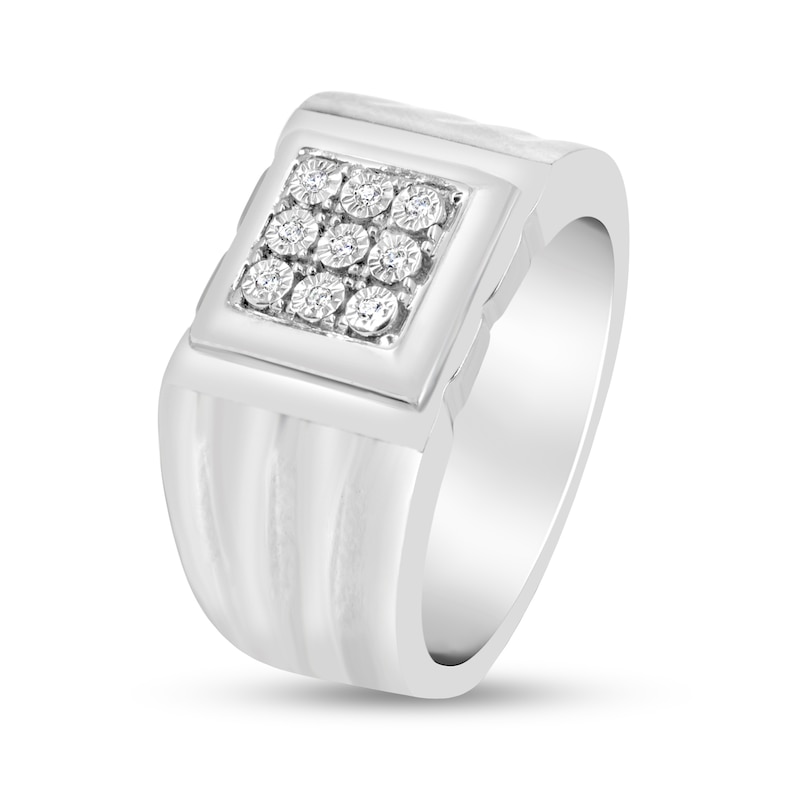 Main Image 2 of 1/20 CT. T.W. Multi-Diamond Square-Top Ring in Sterling Silver