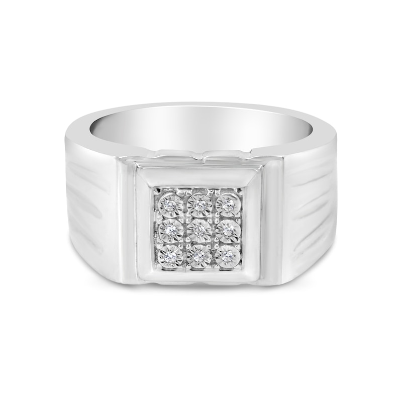 Main Image 3 of 1/20 CT. T.W. Multi-Diamond Square-Top Ring in Sterling Silver