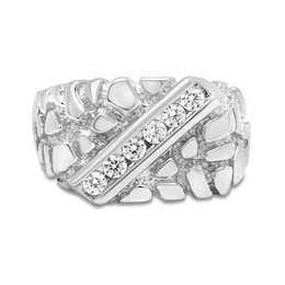 1/3 CT. T.W. Diamond Slant Six Stone Nugget Ring in Sterling Silver