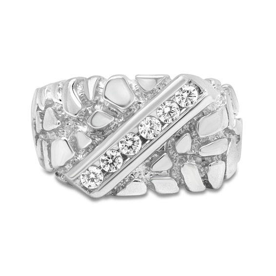1/3 CT. T.w. Diamond Slant Six Stone Nugget Ring in Sterling Silver