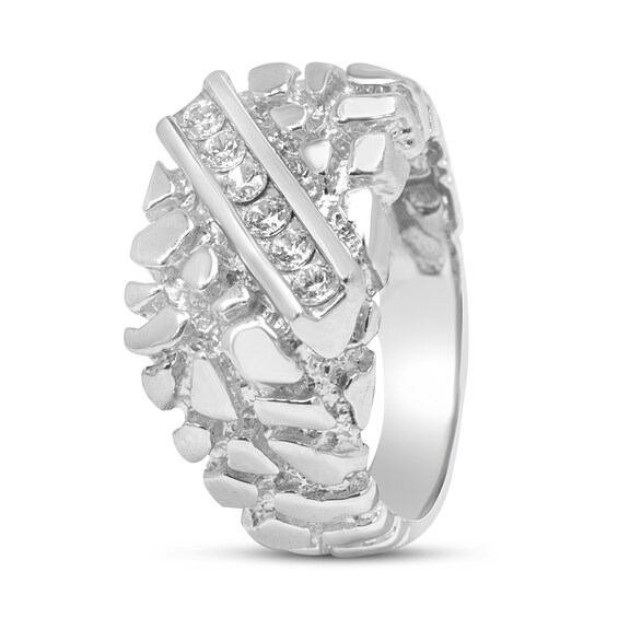 1/3 CT. T.w. Diamond Slant Six Stone Nugget Ring in Sterling Silver