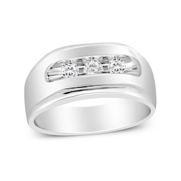 1/3 CT. T.W. Diamond Channel Three Stone Ring in Sterling Silver