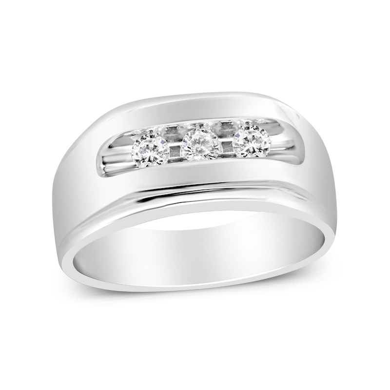 Main Image 1 of 1/3 CT. T.W. Diamond Channel Three Stone Ring in Sterling Silver