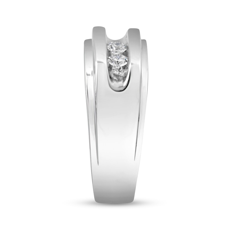Main Image 3 of 1/3 CT. T.W. Diamond Channel Three Stone Ring in Sterling Silver