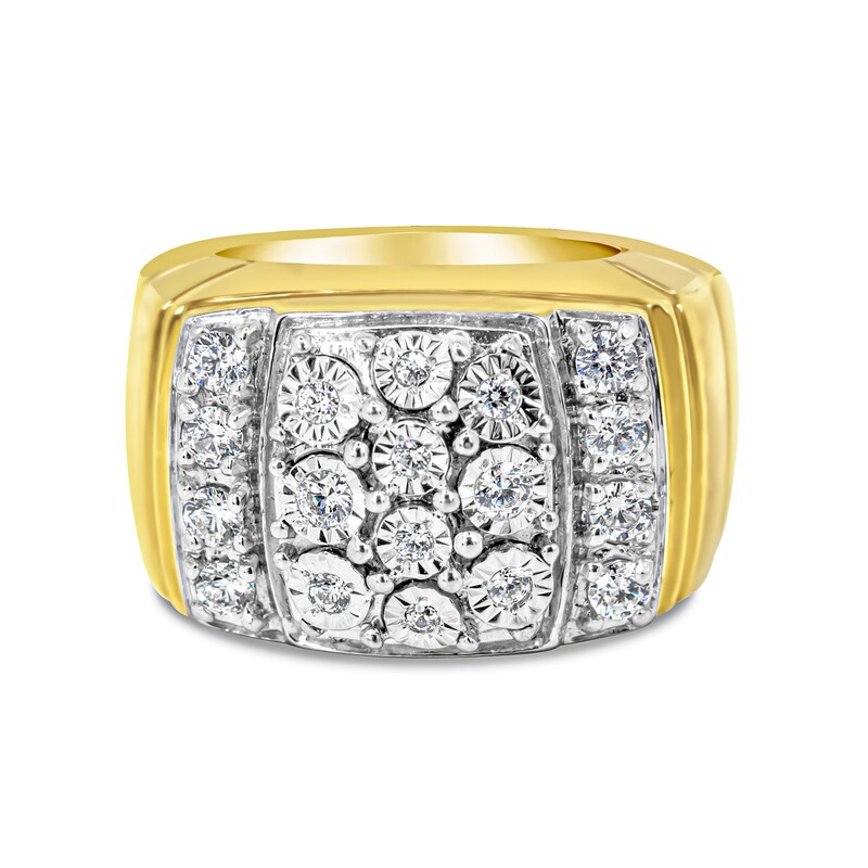 Main Image 3 of 3/8 CT. T.W. Cushion-Shaped Multi-Diamond Collar Ring in Sterling Silver with 14K Gold Plate