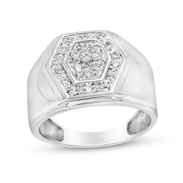 1/2 CT. T.W. Multi-Diamond Hexagon Frame Ring in Sterling Silver