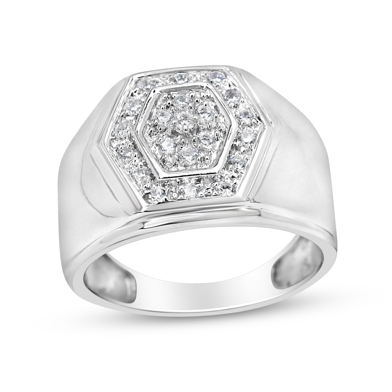 Main Image 1 of 1/2 CT. T.W. Multi-Diamond Hexagon Frame Ring in Sterling Silver