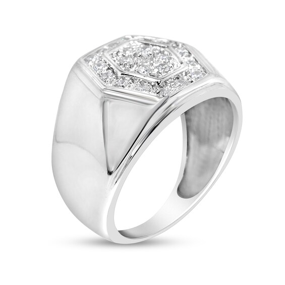 1/2 CT. T.w. Multi-Diamond Hexagon Frame Ring in Sterling Silver