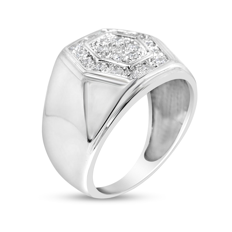 Main Image 2 of 1/2 CT. T.W. Multi-Diamond Hexagon Frame Ring in Sterling Silver