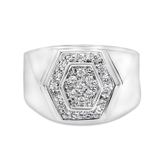 1/2 CT. T.w. Multi-Diamond Hexagon Frame Ring in Sterling Silver