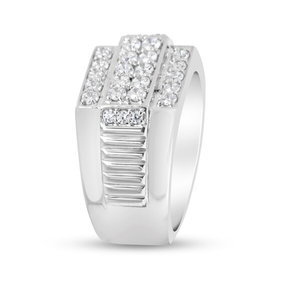 1 CT. T.w. Diamond Multi-Row Ribbed Shank Ring in Sterling Silver