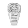 Thumbnail Image 2 of Men's 1 CT. T.W. Quad Diamond Octagonal Double Frame Ribbed Shank Ring in 10K White Gold