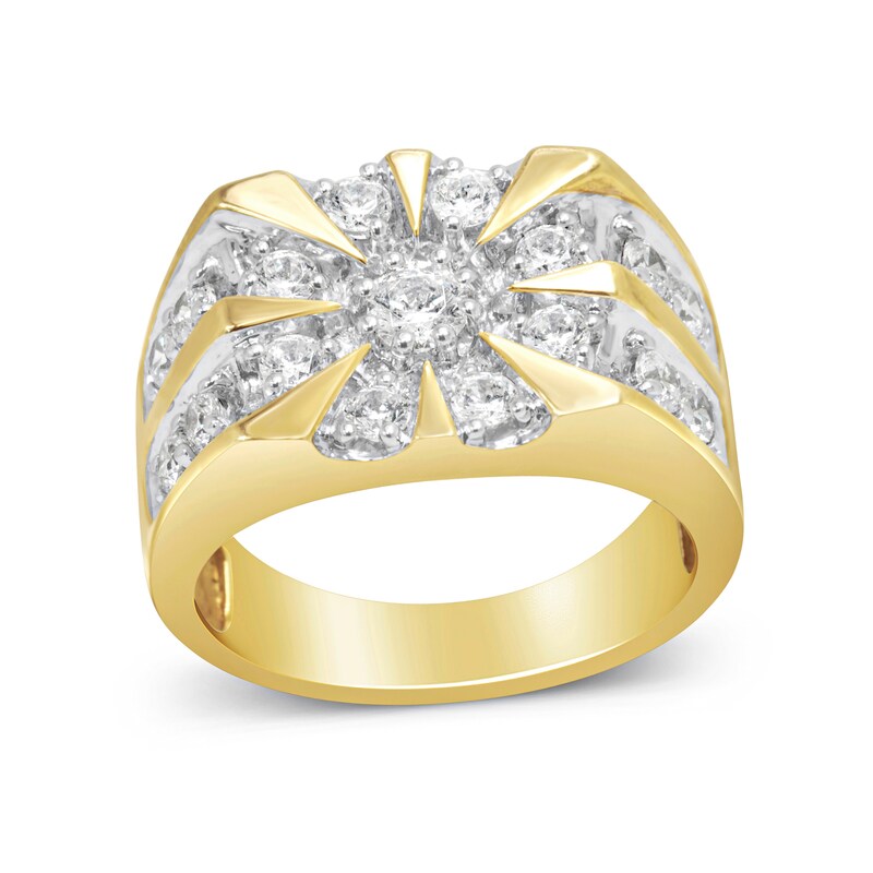 Main Image 1 of 1-1/2 CT. T.W. Diamond Sunburst Frame Ring in 10K Gold