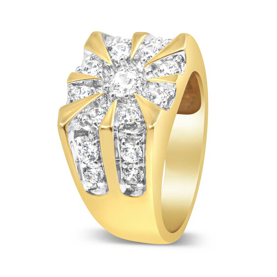 1-1/2 CT. T.w. Diamond Sunburst Frame Ring in 10K Gold