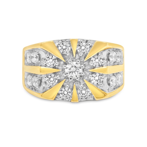 1-1/2 CT. T.w. Diamond Sunburst Frame Ring in 10K Gold