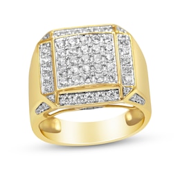 2-1/8 CT. T.W. Multi-Diamond Frame Square-Top Ring in 10K Gold