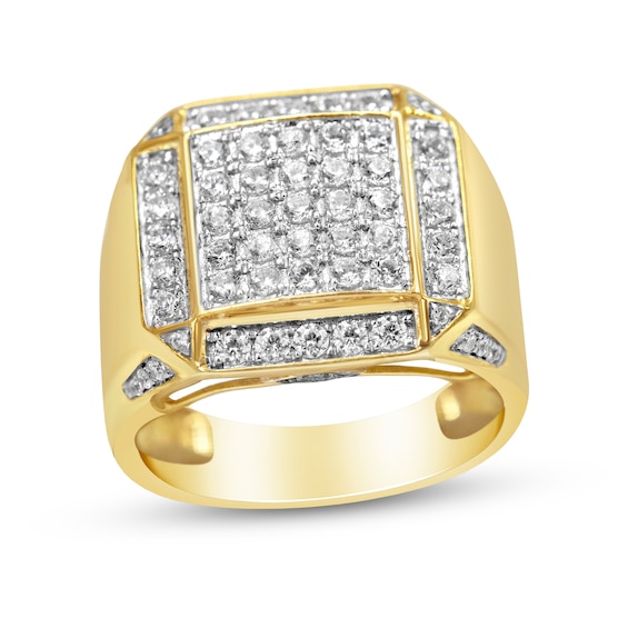 2-1/8 CT. T.w. Multi-Diamond Frame Square-Top Ring in 10K Gold