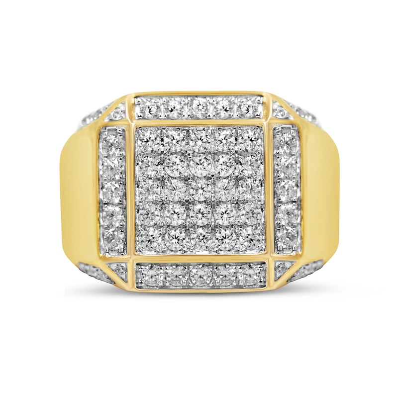 Main Image 4 of 2-1/8 CT. T.W. Multi-Diamond Frame Square-Top Ring in 10K Gold