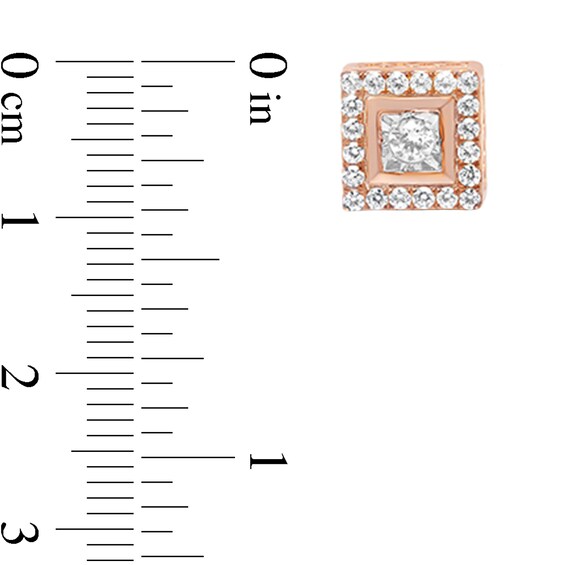 1/2 CT. T.w. Diamond Square-Shaped Frame Stud Earrings in Sterling Silver with 14K Rose Gold Plate
