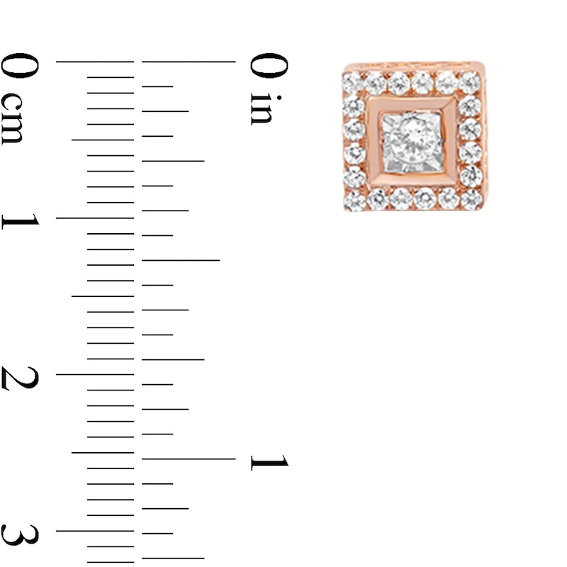Main Image 3 of 1/2 CT. T.W. Diamond Square-Shaped Frame Stud Earrings in Sterling Silver with 14K Rose Gold Plate