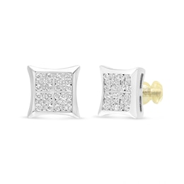 3/4 CT. T.W. Multi-Diamond Curved Square Stud Earrings in Sterling Silver