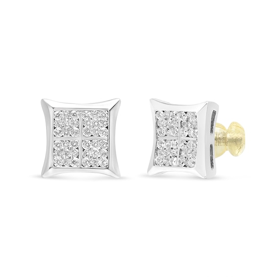 3/4 CT. T.w. Multi-Diamond Curved Square Stud Earrings in Sterling Silver