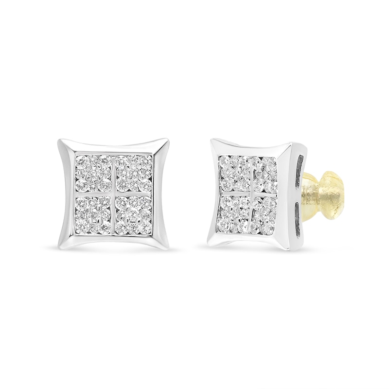 Main Image 1 of 3/4 CT. T.W. Multi-Diamond Curved Square Stud Earrings in Sterling Silver