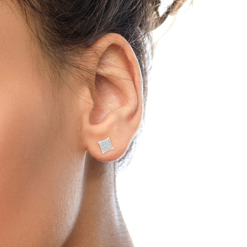 Main Image 2 of 3/4 CT. T.W. Multi-Diamond Curved Square Stud Earrings in Sterling Silver