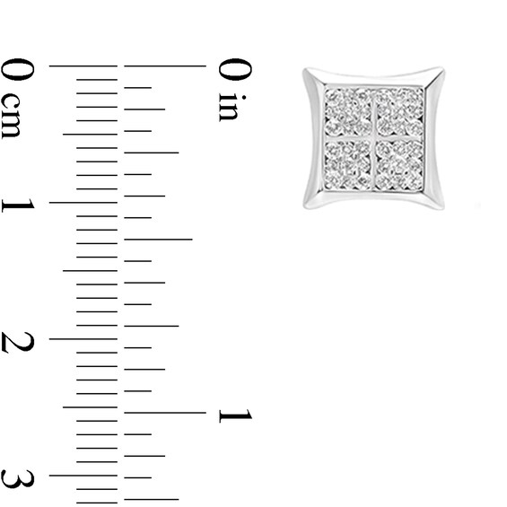 3/4 CT. T.w. Multi-Diamond Curved Square Stud Earrings in Sterling Silver