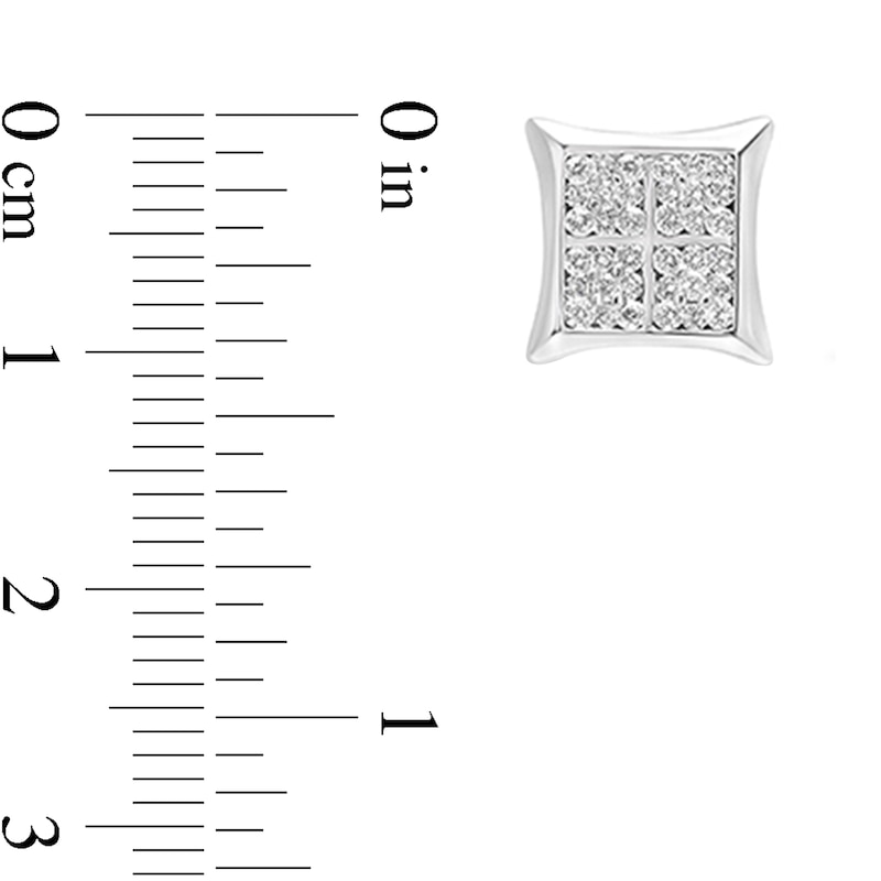 Main Image 3 of 3/4 CT. T.W. Multi-Diamond Curved Square Stud Earrings in Sterling Silver