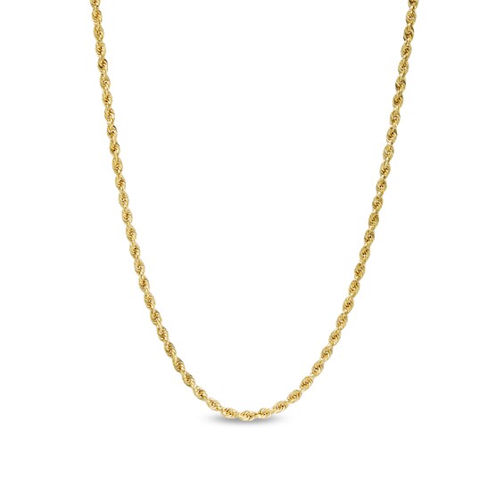 2.5mm Glitter Rope Chain Necklace in Hollow 14K Gold
