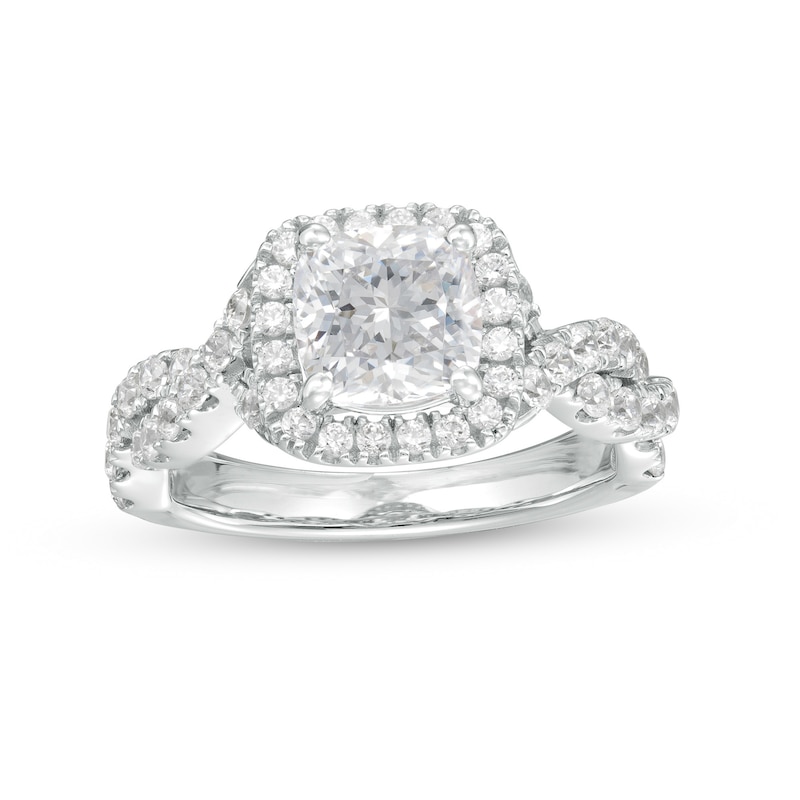 2.00 Carat Cushion Lab Created Diamond Engagement Ring with Halo 6.5 / White Gold