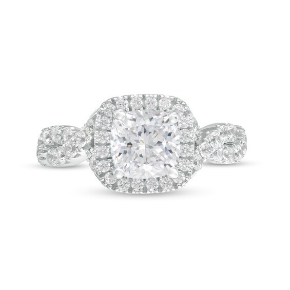 2-3/4 CT. T.w. Certified Cushion-Cut Lab-Grown Diamond Frame Twist Shank Engagement Ring in 14K White Gold (F/Vs2)