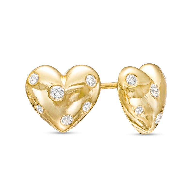 Main Image 1 of 1/10 CT. T.W. Diamond Scatter Heart Stud Earrings in 10K Gold
