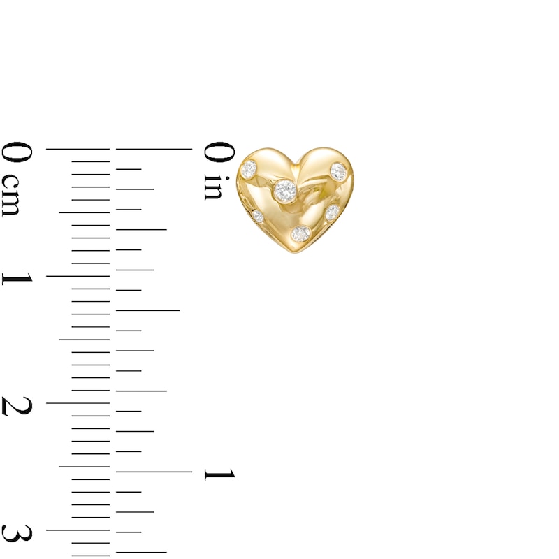 Main Image 2 of 1/10 CT. T.W. Diamond Scatter Heart Stud Earrings in 10K Gold